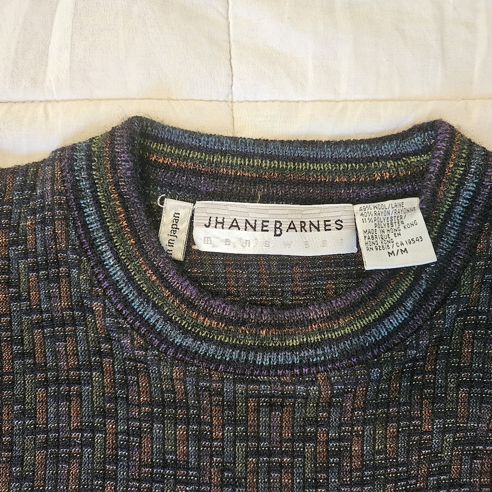 Jhane Barnes Mens Sweater, Size M, Rainbow.